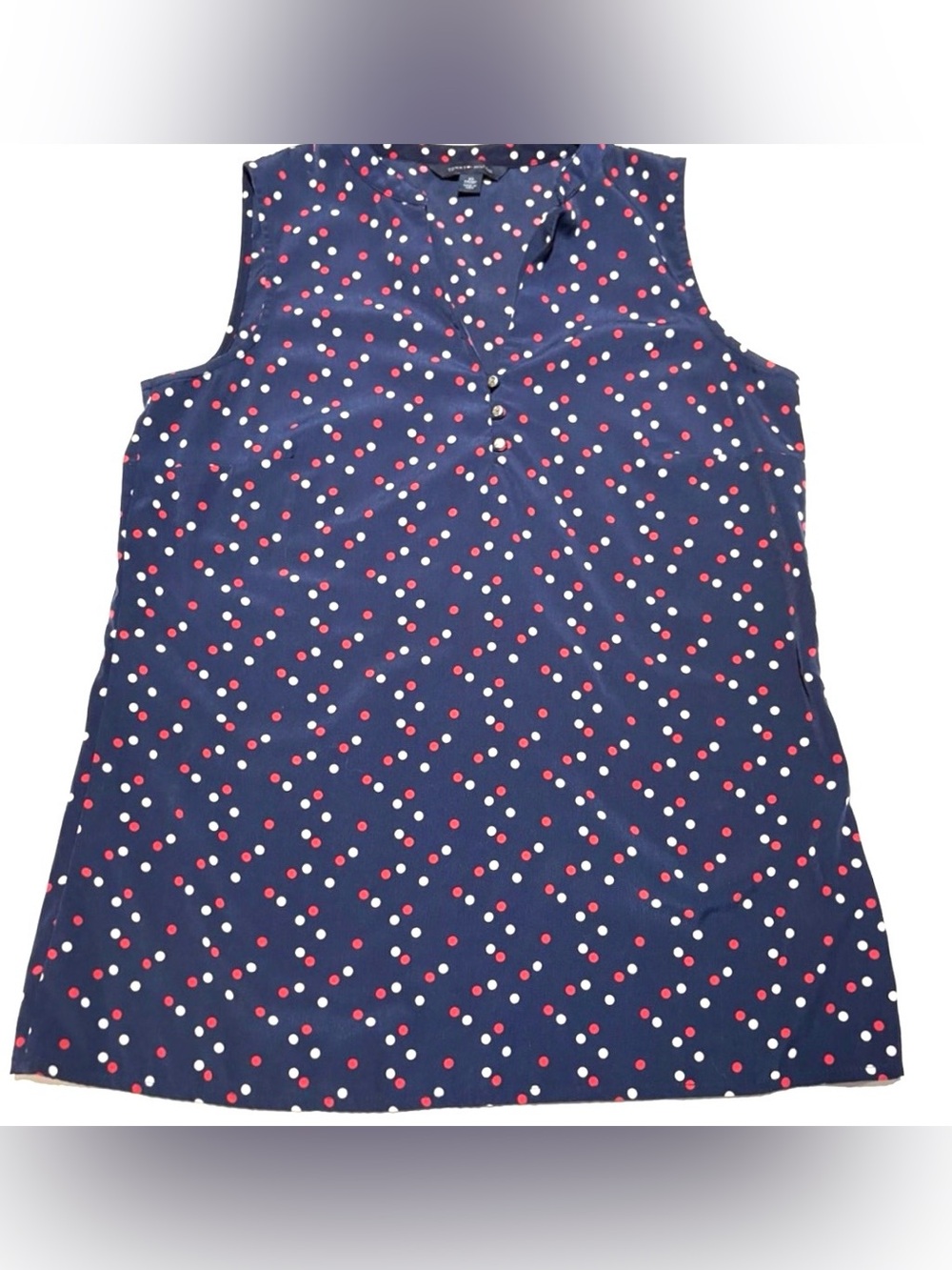 Tommy Hilfiger Navy Polka Dot Sleeveless Blouse XS